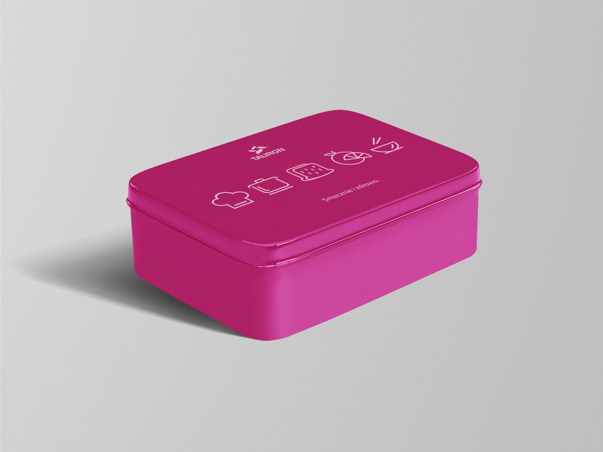TAURON różowy lunchbox z infografiką